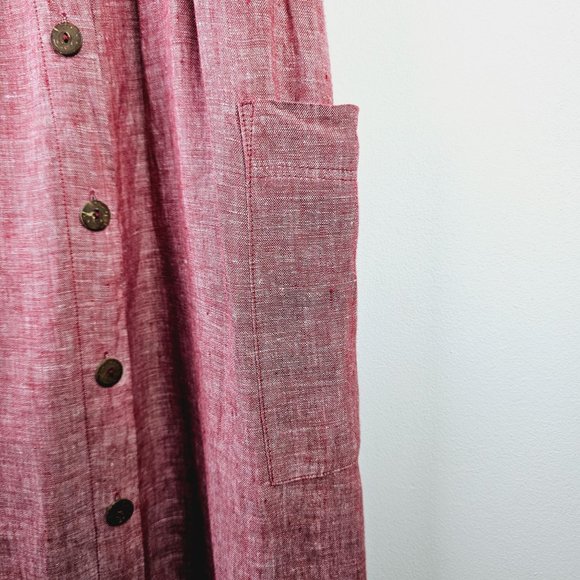 Rachel Zoe Red Linen Apron Style Button Front Dress, NWOT, Sz 8 - Picture 7 of 12
